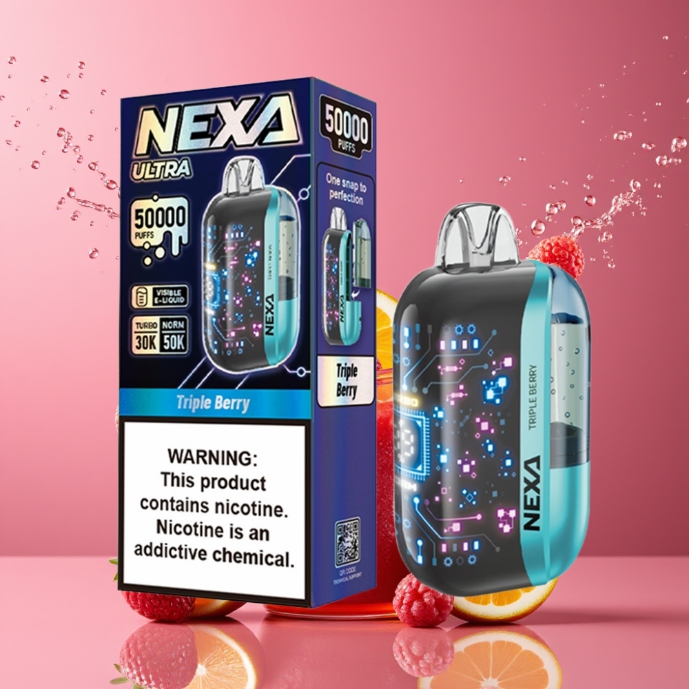 Suomi tukku NEXA Ultra 50K Disposable Vape 20ml 50000 Puffs 5% Nikotiini Kolmen Marjan Maku