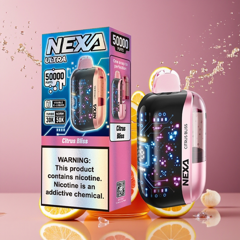 Suomi tukku NEXA Ultra 50K Disposable Vape 20ml 5% 50000 Puffs Sitrusriemu Type-C Lataus 3D Kaareva Näyttö