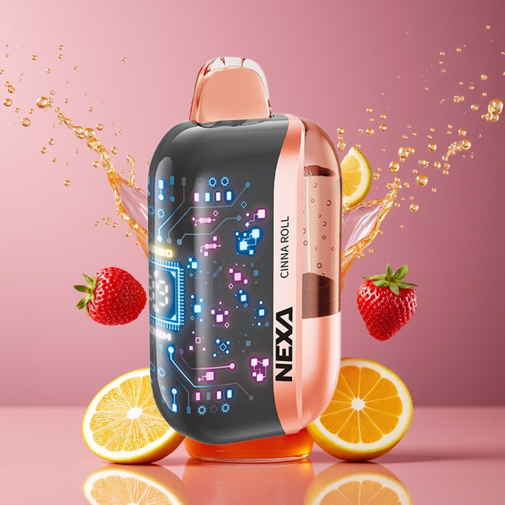 Suomi tukku NEXA Ultra 50K Disposable Vape 20ml/800mAh 50000 Puffs 5% Nikotiini Cinna Roll 0.9ohm Dual Mesh Coils 3d Curved Screen Type-C