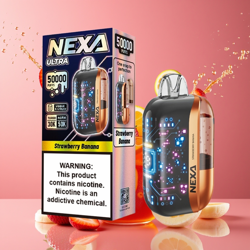 Suomi tukku NEXA Ultra 50K Disposable Vape Mansikka-Banaani 20ml/800mAh/5% Nikotiinia
