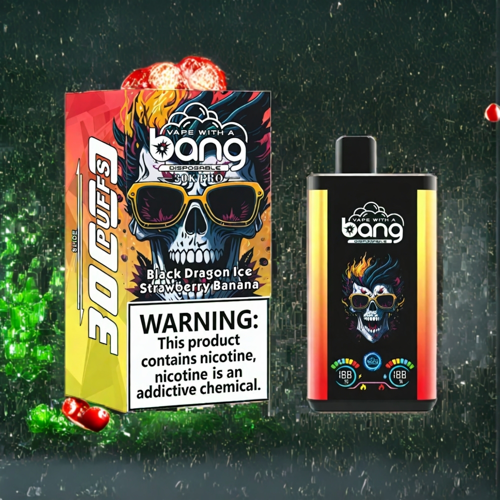 Suomi tukku Bang 30K Pro 30000 Puffs 36ml 550mAh Disposable Vape Musta Lohikäärme Jää & Mansikka-Banaani Dual-Flavor System