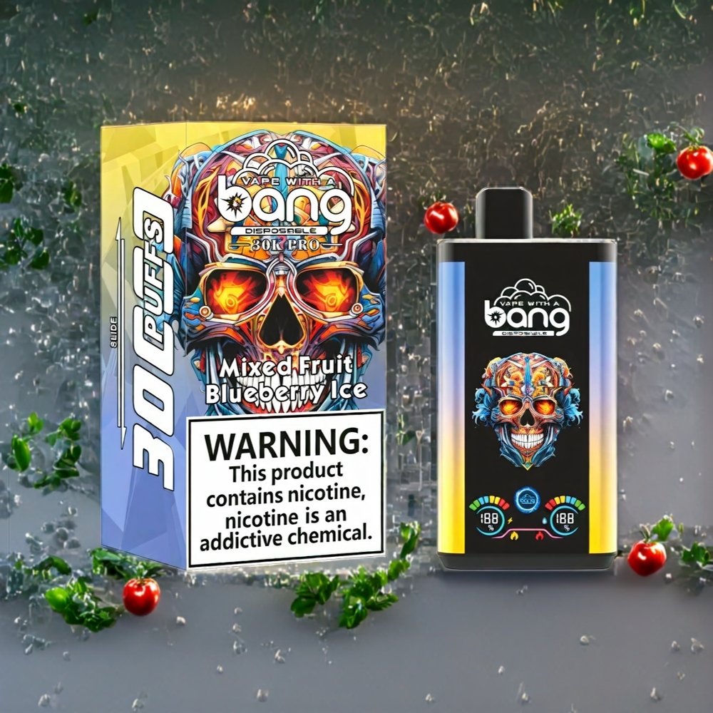 Suomi tukku Bang 30K Pro 30000 Puffs 36ml 550mAh Kaksinkertainen Maku Sekahedelmä & Mustikkajää Disposable Vape