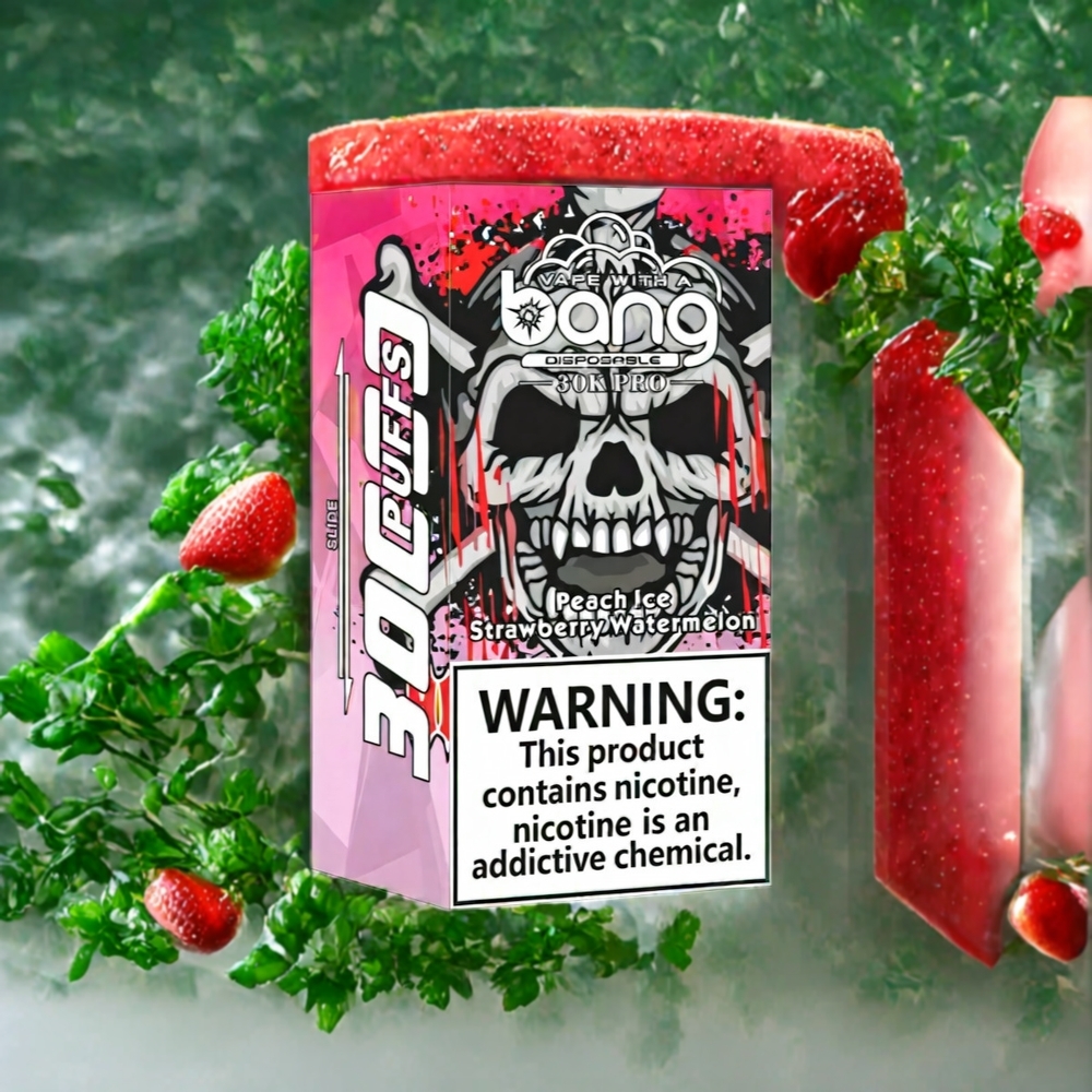 Suomi tukku Bang 30K Pro 30000 Puffs 36ml 550mAh Kaksoismaku - Persikka-Jää & Mansikka-Vesimeloni