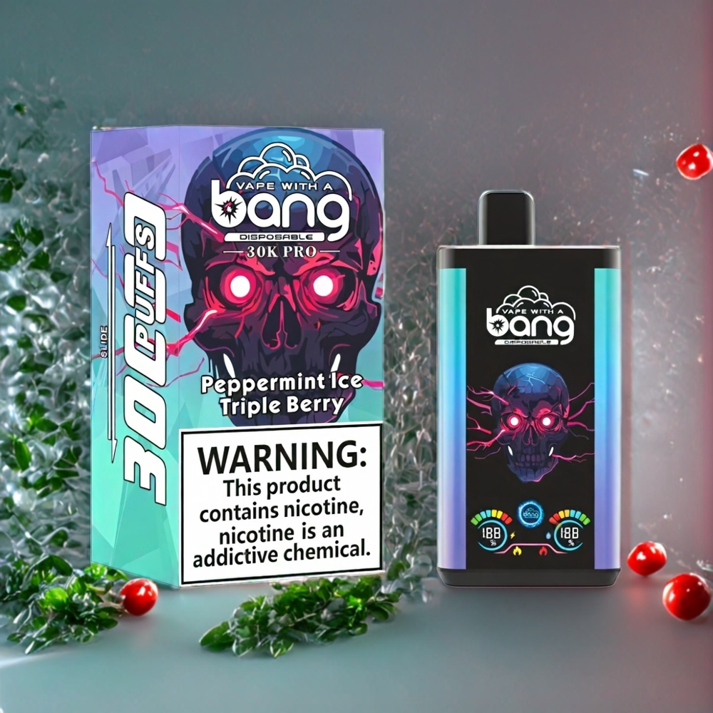 Suomi tukku Bang 30K Pro 30000 Puffs 36ml 550mAh Kertakäyttö Vape Piparminttu Jää & Kolmen Marjan Maku Dual-Flavor System
