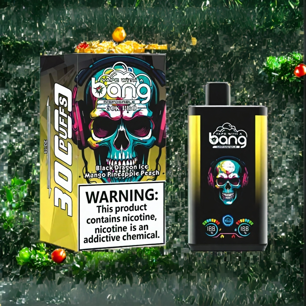 Suomi tukku Bang 30K Pro 30000 Puffs 36ml Musta Lohikäärme Jää & Mango-Ananas-Persikka 550mAh Dual-Flavor System