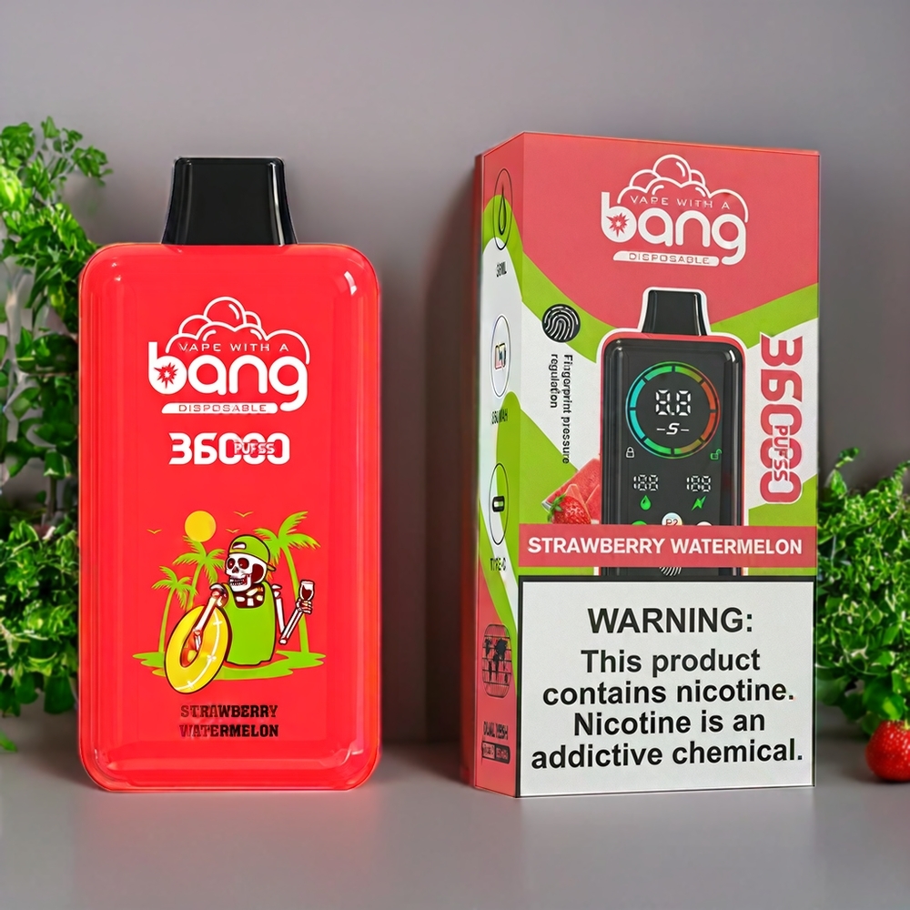 Suomi tukku Bang 36000 Power Disposable Vape Mansikka-Vesimeloni (36ml, 36000 puffs, 850mAh)