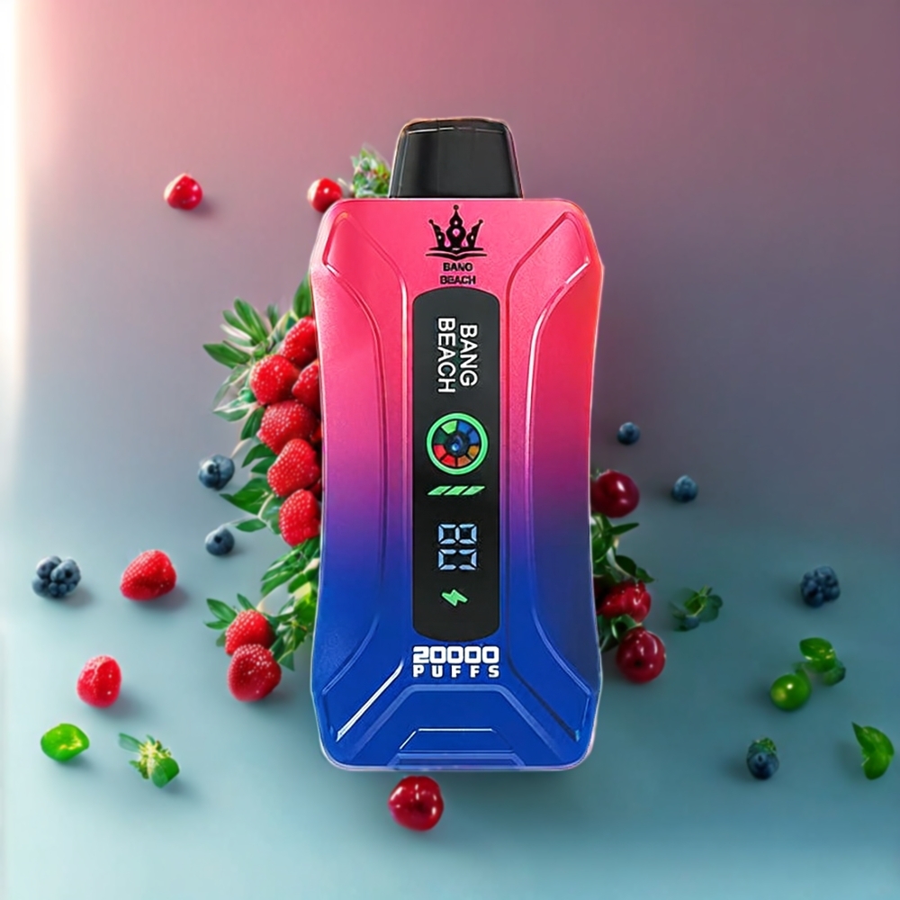 Suomi tukku Bang Beach 20000 Puffs Disposable Vape Kolmen Marjan Jää (35ml, 650mAh, Älykäs Näyttö)