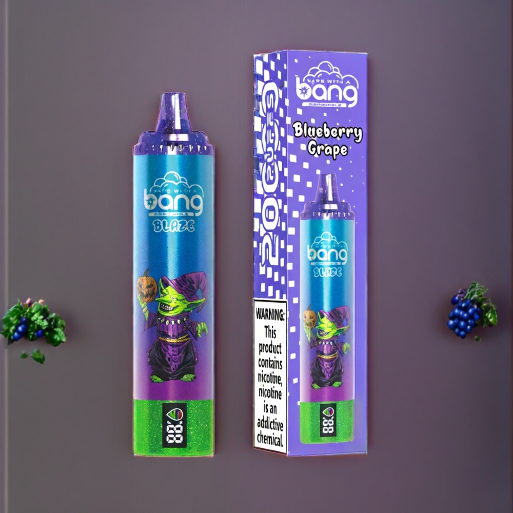 Suomi tukku Bang Blaze Tornado 20000 Puffs Disposable Vape Mustikka Viinirypäle, Type-C Lataus, Säädettävä Ilmanvirtaus, 0-5% Nikotiinia