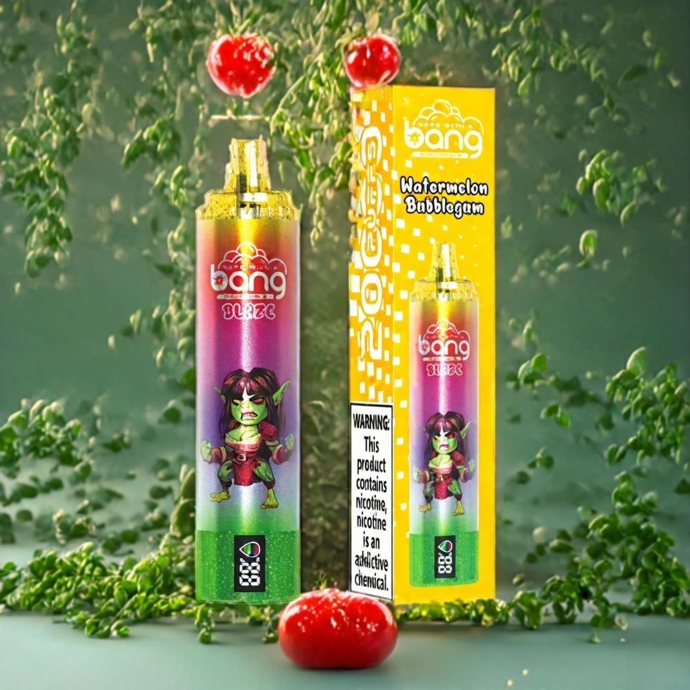 Suomi tukku Bang Blaze Tornado 20000 Puffs Disposable Vape - Vesimeloni Bubblegum, Type-C Lataus, Säädettävä Ilmanvirtaus, 0-5% Nikotiinia