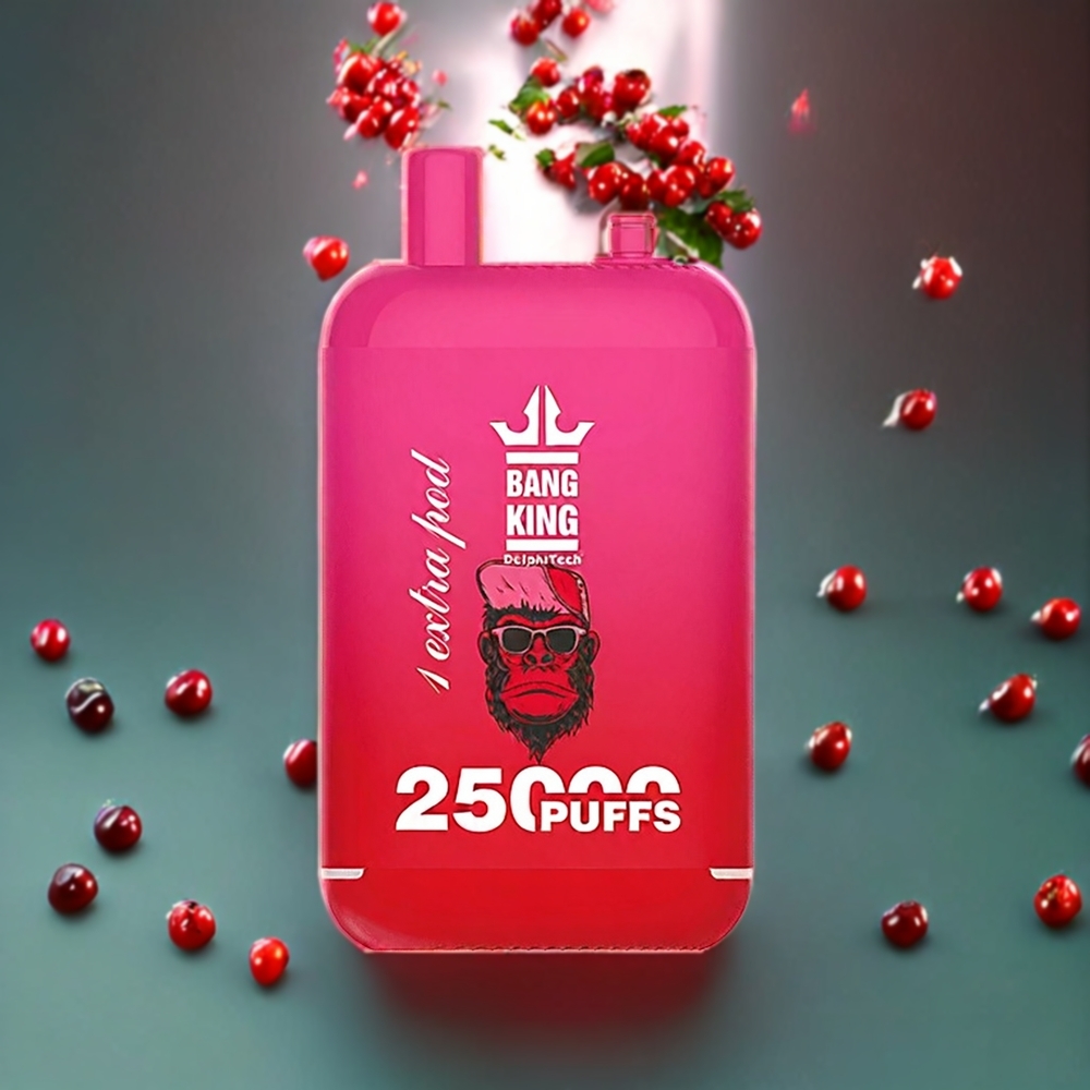 Suomi tukku Bang King 25000 Puffs 46ml Kirsika Pommi Disposable Vape 650mAh Type-C Dual Pod System