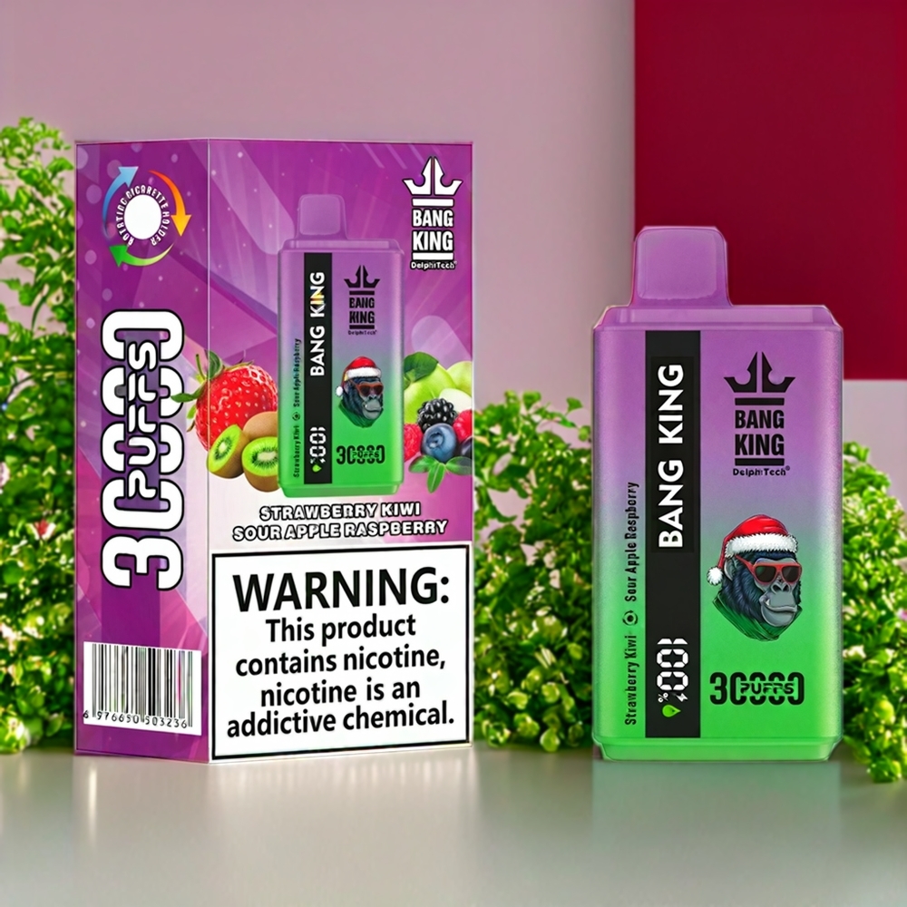 Suomi tukku Bang King 30000 Puffs 36ml 550mAh Type-C Disposable Vape Mansikka-Kiivi-Hapan Omena-Vadelma