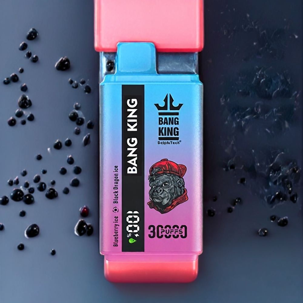 Suomi tukku Bang King 30000 Puffs 36ml 550mAh Type-C Disposable Vape Mustikka-Jää Musta Lohikäärme-Jää