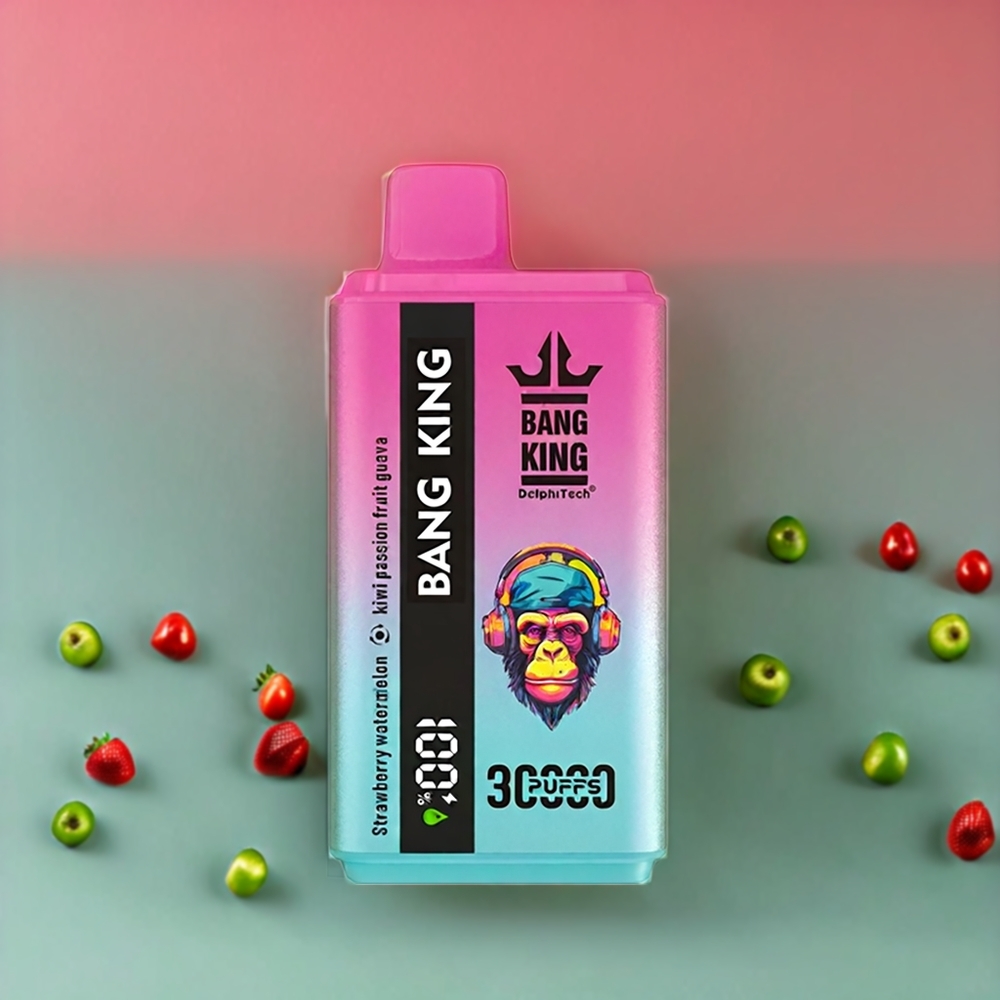 Suomi tukku Bang King 30000 Puffs 36ml Mansikka-Vesimeloni-Kiivi-Passionhedelmä-Guava Disposable Vape 550mAh Type-C