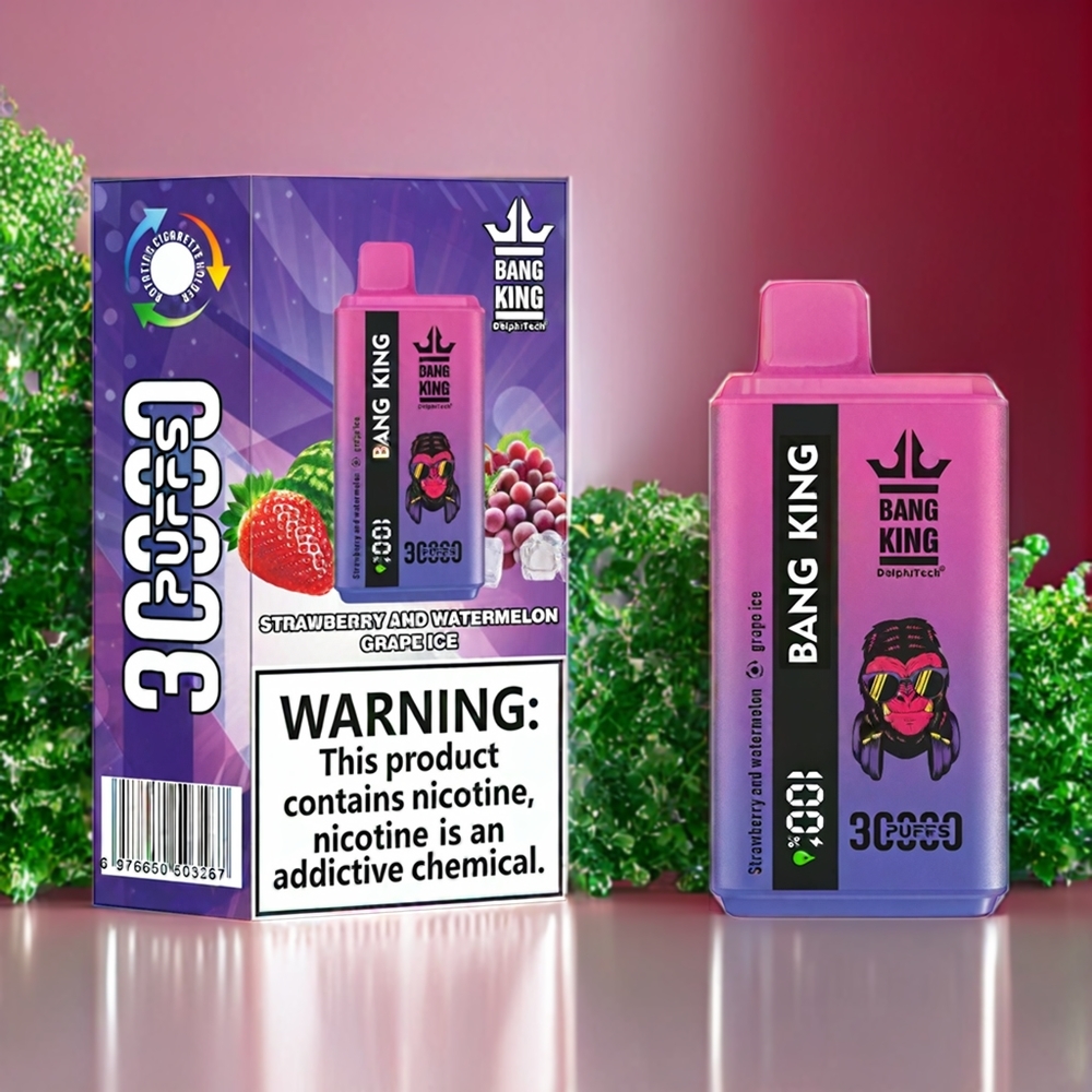 Suomi tukku Bang King 30000 Puffs 36ml Mansikka & Vesimeloni Viinirypäle Jää - 550mAh Type-C Lataus