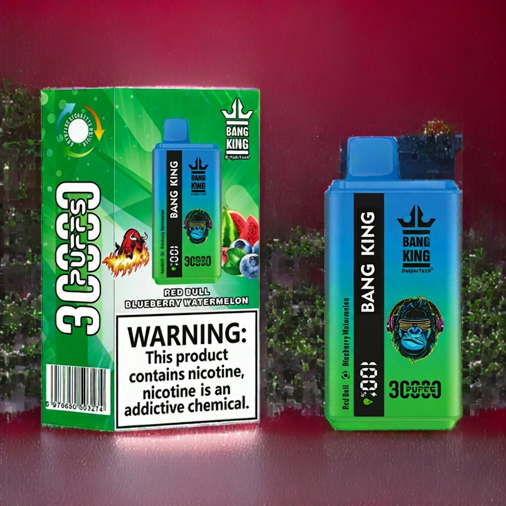 Suomi tukku Bang King 30000 Puffs Disposable Vape Punainen Härkä Mustikka Vesimeloni 36ml 550mAh Type-C