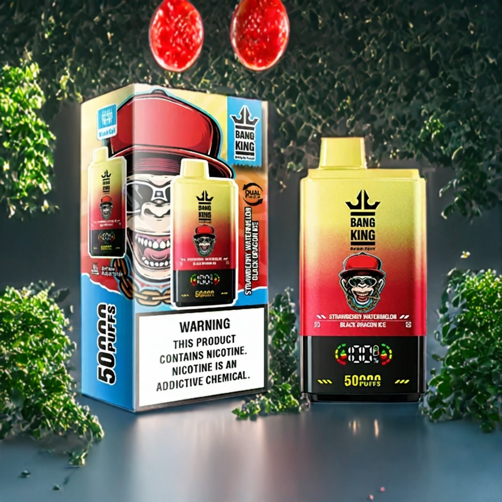 Suomi tukku Bang King 50000 Disposable Vape Mansikka-Vesimeloni Musta Lohikäärme Jää 50ml 850mAh Type-C