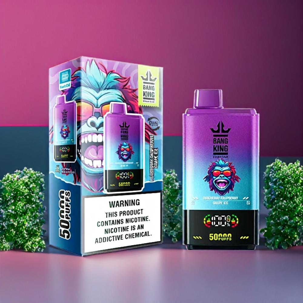 Suomi tukku Bang King 50000 Disposable Vape Mustikka Vadelma Viinirääpäle Jää 50ml 850mAh Type-C