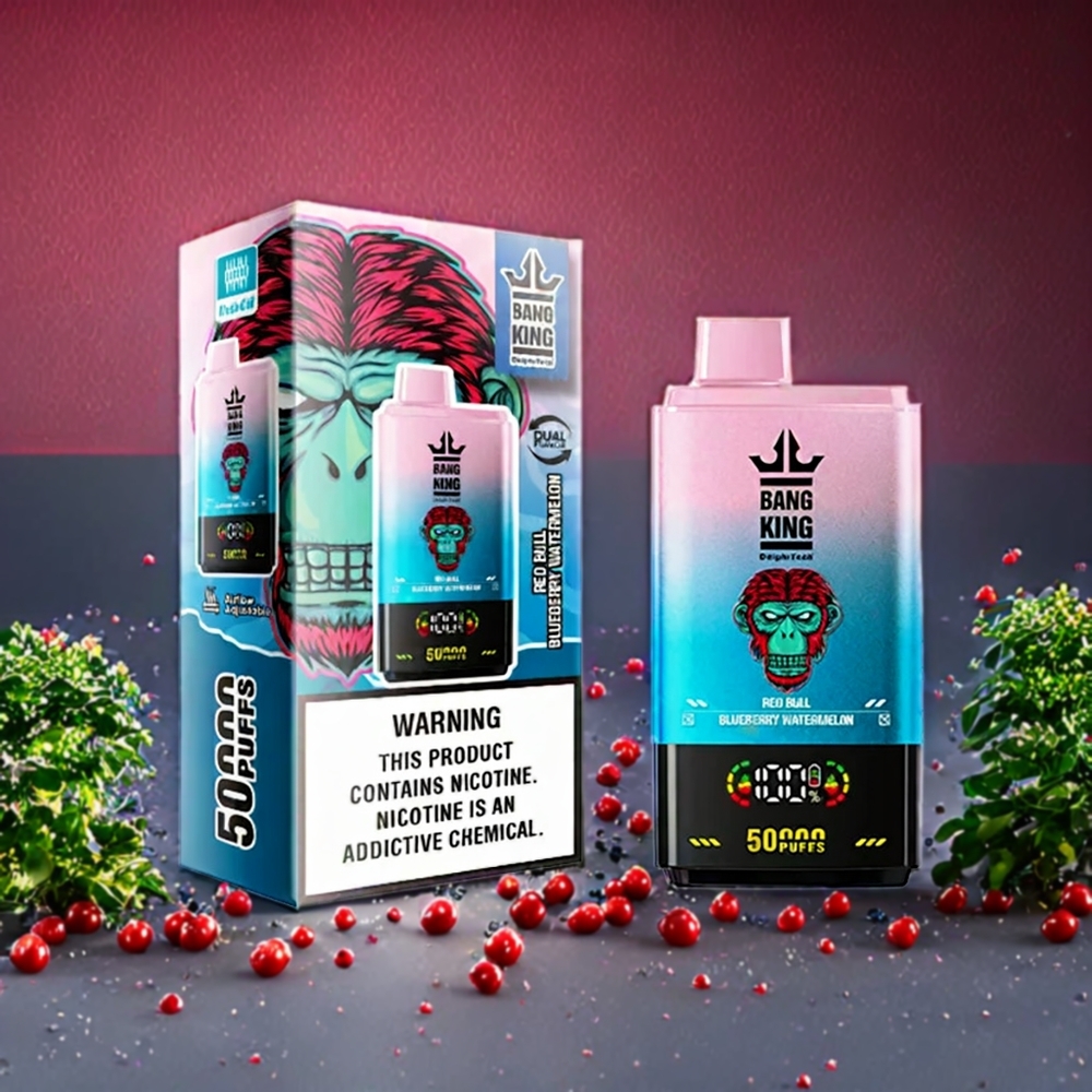 Suomi tukku Bang King 50000 Disposable Vape Punainen Härkä Mustikka-Vesimeloni 50ml 850mAh Type-C