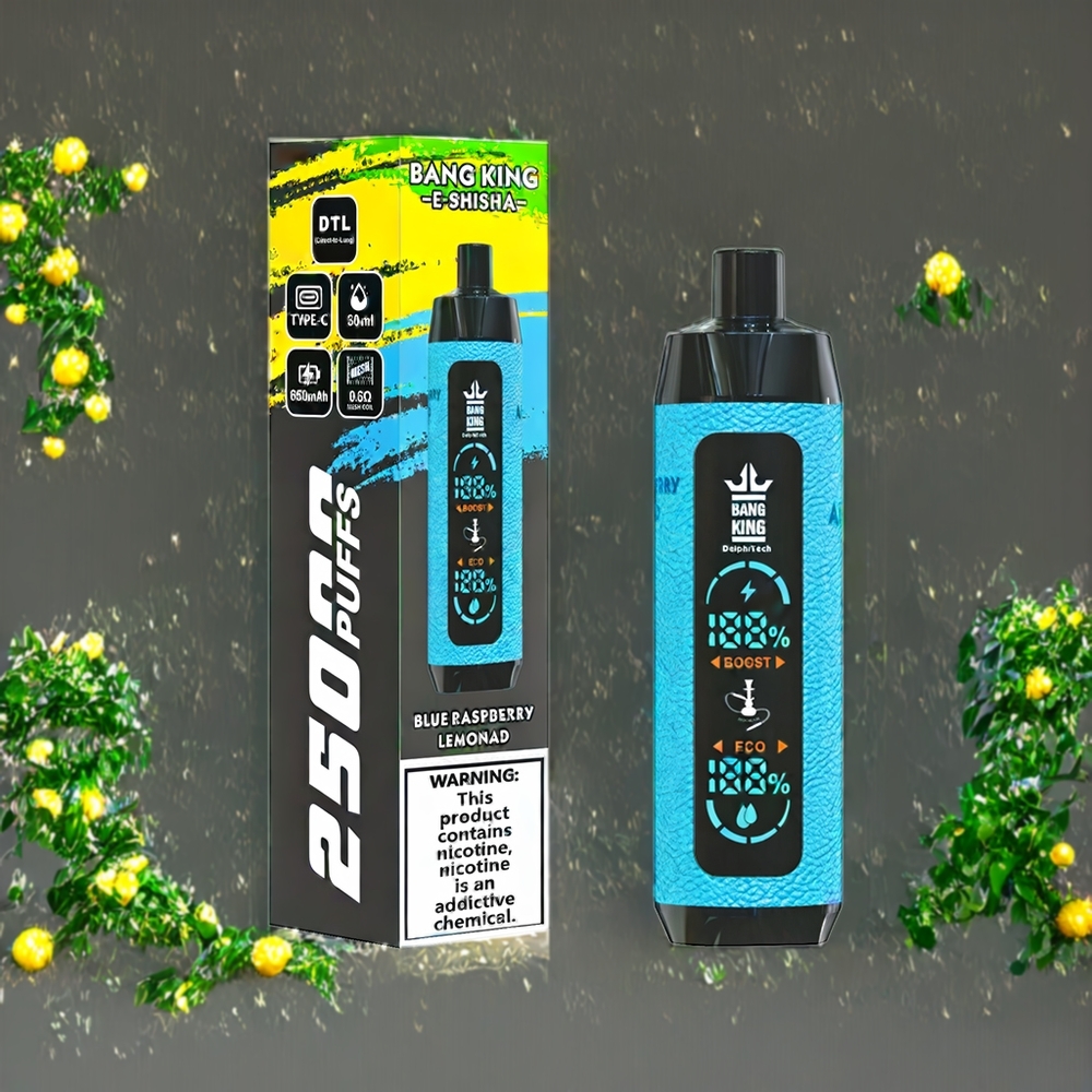 Suomi tukku Bang King Shisha 25000 Puffs 30ml 650 mAh Type-C Disposable Vape Sininen Vadelma & Sitruunalimonaadi