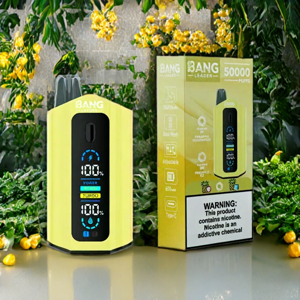Suomi tukku Bang Leader 50000 Puffs Disposable Vape Ananas-Passionhedelmä-Ananasjää 13400mAh 36ml Type-C