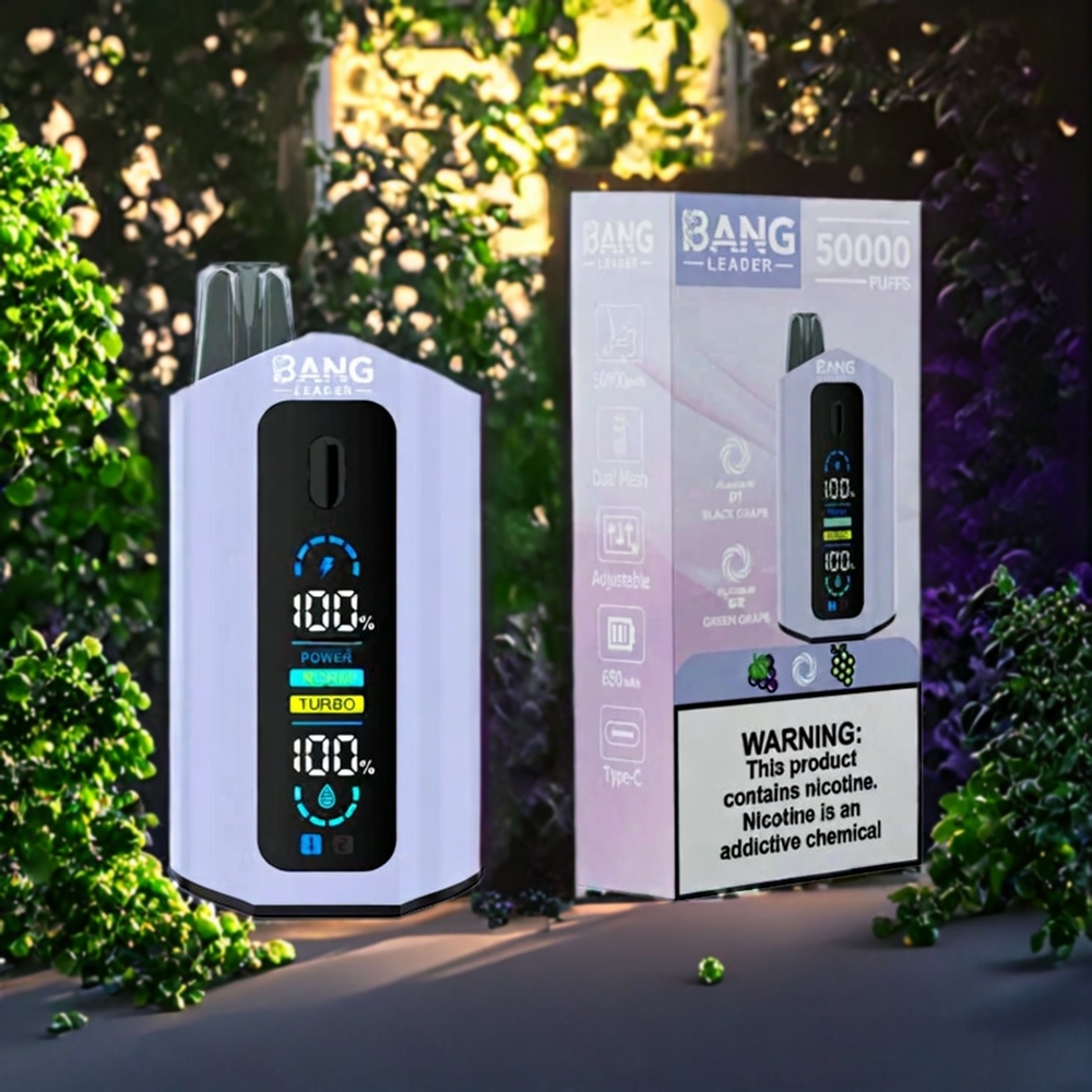 Suomi tukku Bang Leader 50000 Puffs Disposable Vape Musta Viinirypäle Vihreä Viinirypäle 13400mAh 36ml Type-C