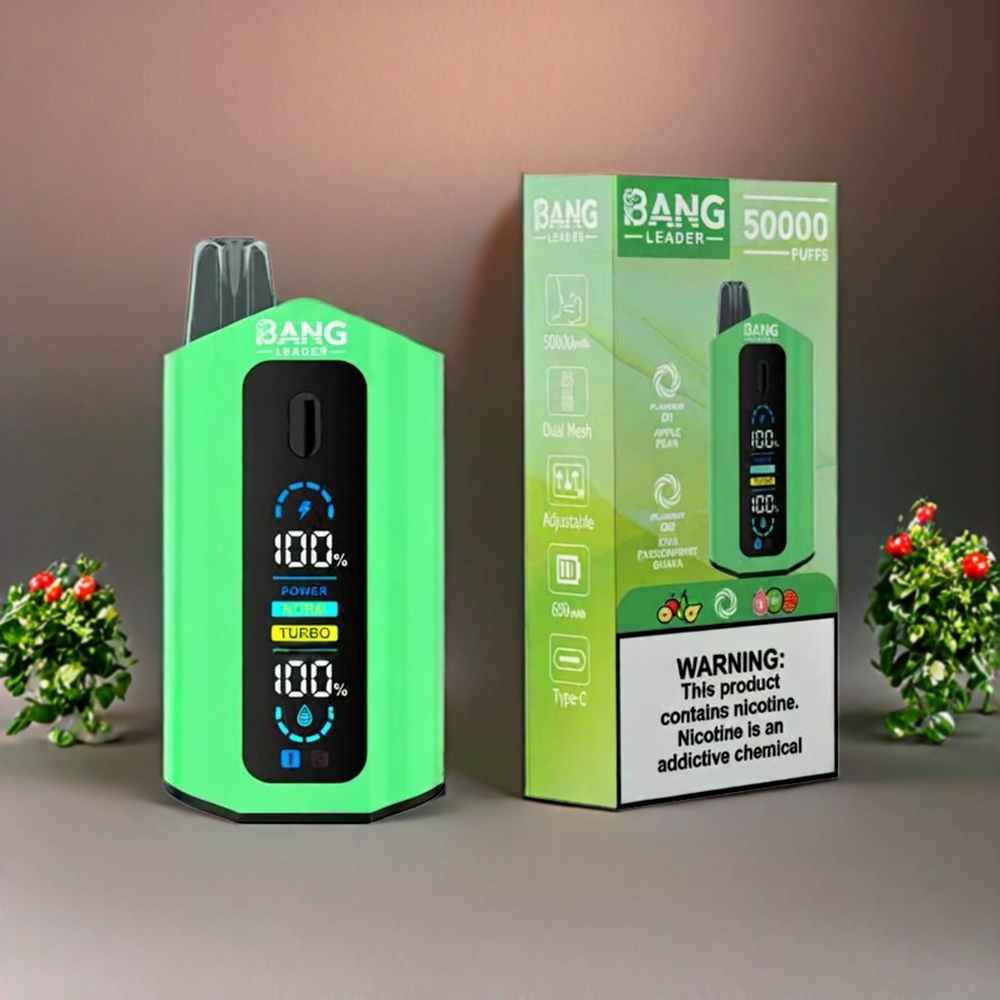 Suomi tukku Bang Leader 50000 Puffs Disposable Vape Omena Päärynä Kiivi Passiohedelmä Guava – 50000 Puffs, 13400mAh, 36ml
