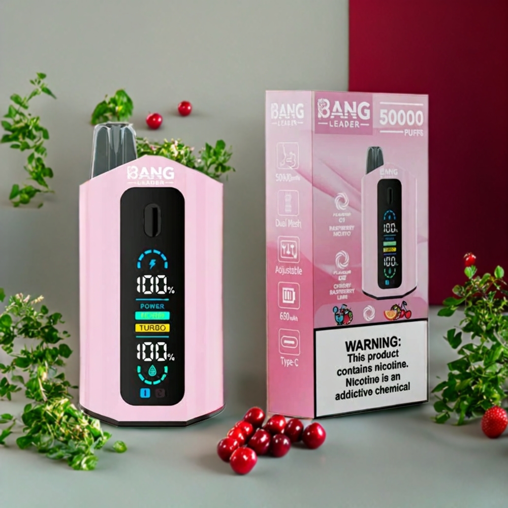 Suomi tukku Bang Leader 50000 Puffs Disposable Vape Vadelma Mojito Kirsikka Vadelma Lime 50000 Puffs 36ml 2-in-1 Flavors 13400mAh