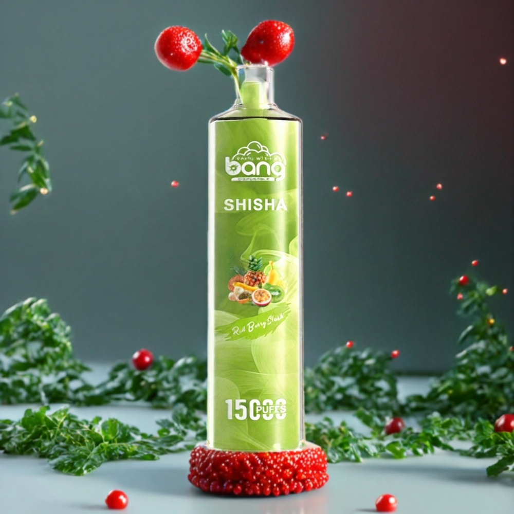 Suomi tukku Bang Shisha 15000 Puffs Disposable Vape Punainen Marja Slush 23ml E-liquid Type-C Lataus 600mAh Akku 0-5% Nikotiinia