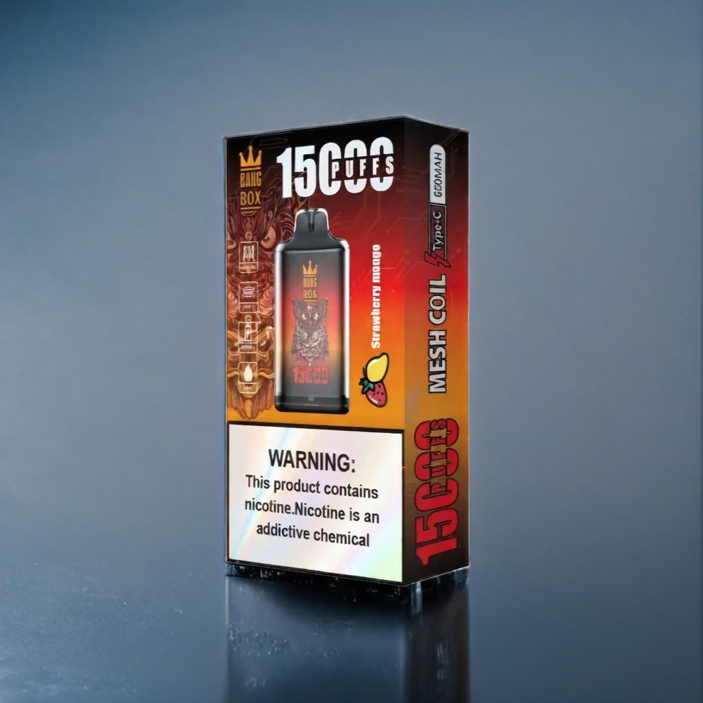 Suomi tukku Bang Box 15000 Puffs 23ml 0%/2%/3%/5% Nikotiini Mansikka-Mango Type-C 650mAh 1 laatikko 10 kpl