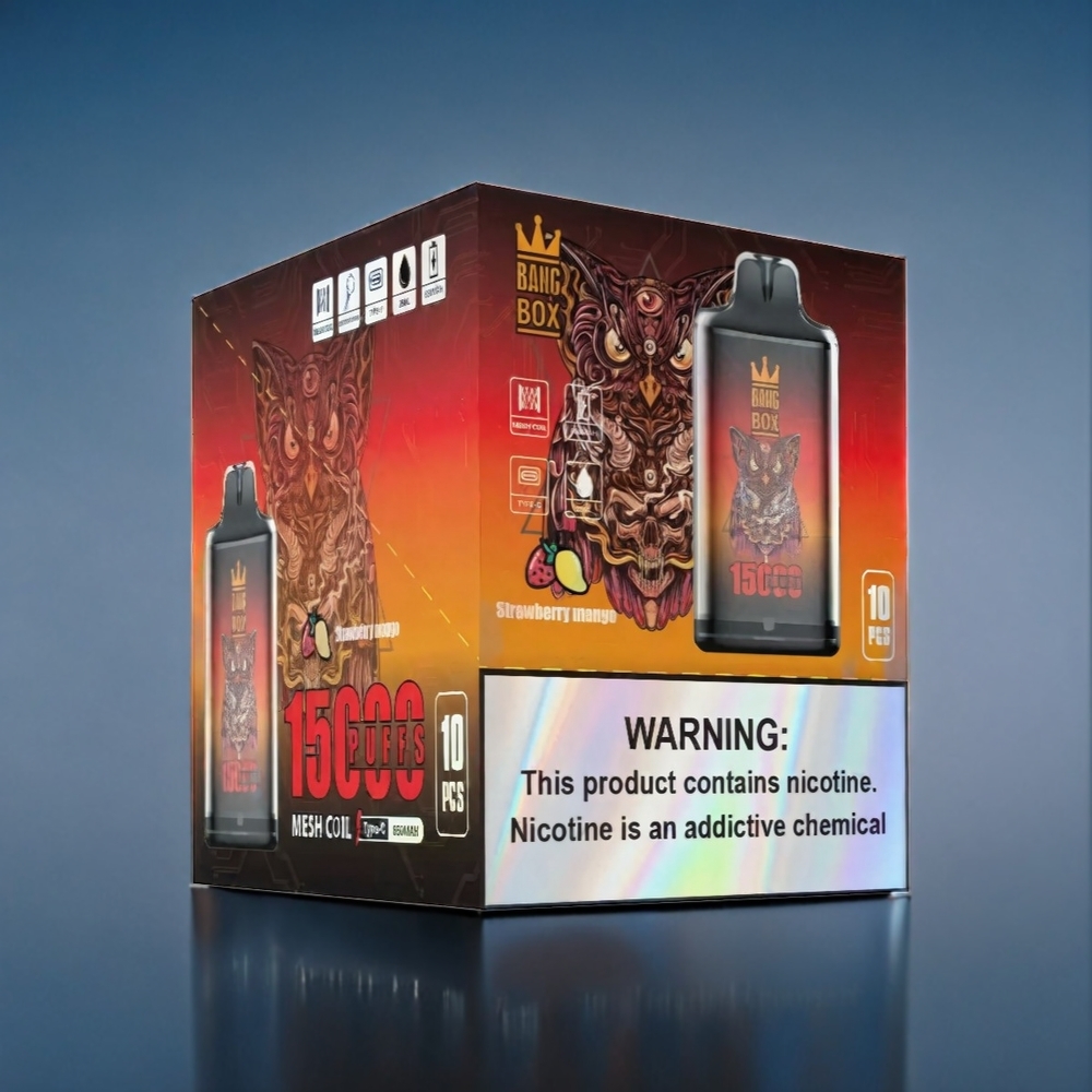 Suomi tukku Bang Box 15000 Puffs 23ml 0%/2%/3%/5% Nikotiini Mansikka-Mango Type-C 650mAh 1 laatikko 10 kpl