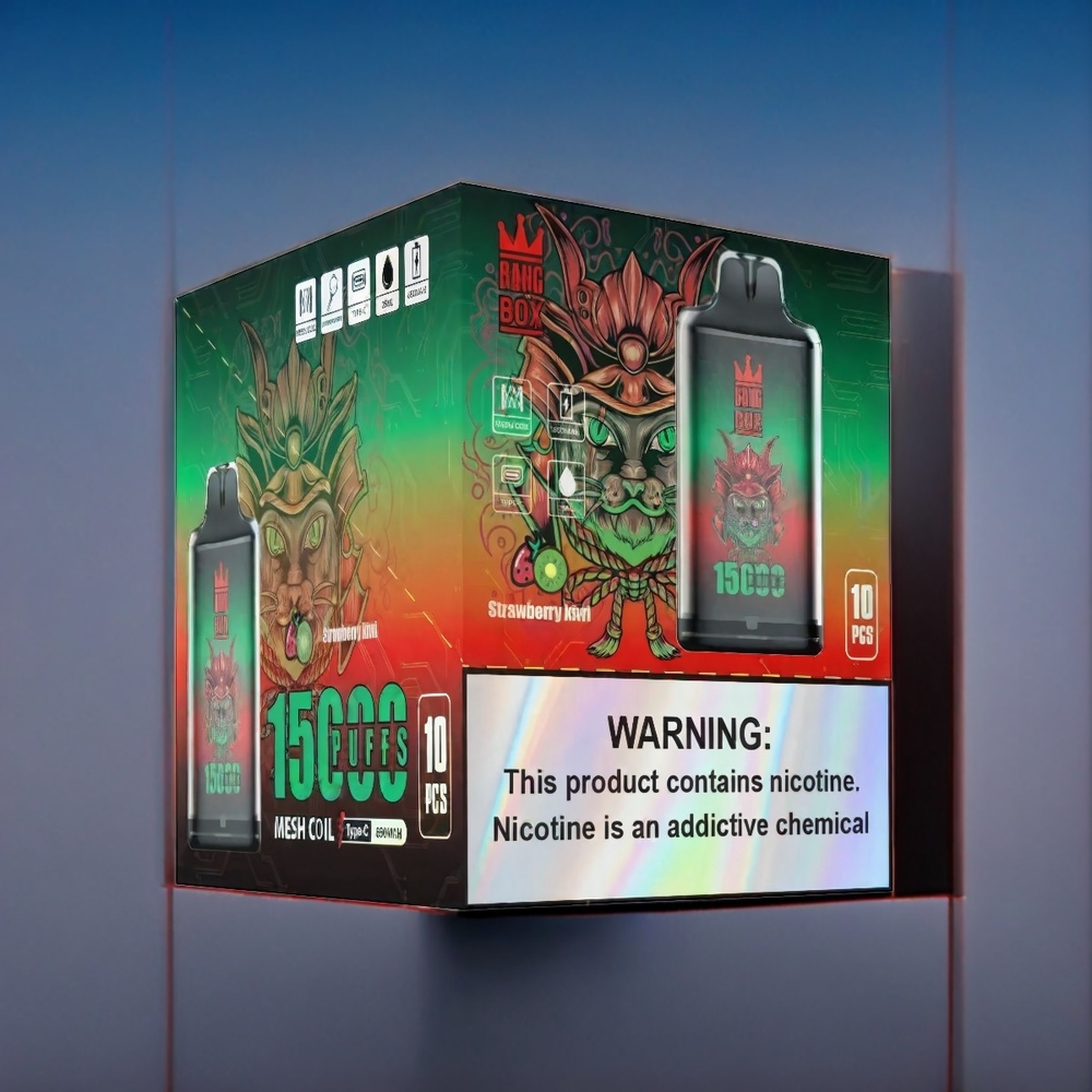 Suomi tukku Bang Box 15000 Puffs 23ml Mansikka-Kiivi 0%/2%/3%/5% Nikotiini TYPE-C 10 kpl/laatikko