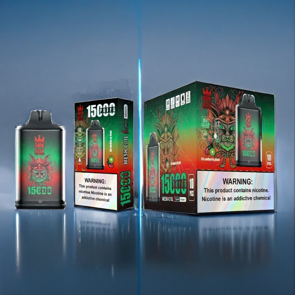 Suomi tukku Bang Box 15000 Puffs 23ml Mansikka-Kiivi 0%/2%/3%/5% Nikotiini TYPE-C 10 kpl/laatikko