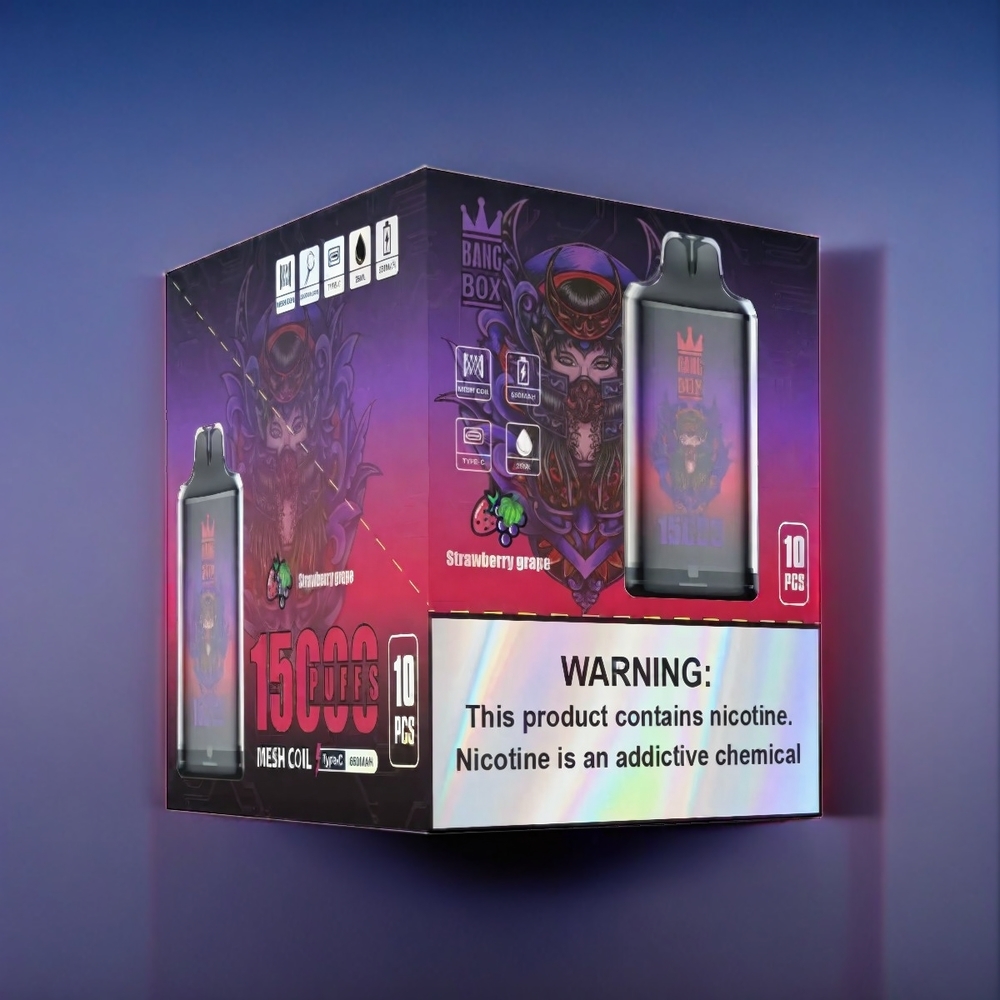 Suomi tukku Bang Box 15000 Puffs Mansikka Viinirypäle 23ml 0%/2%/3%/5% 650mAh Type-C 1 laatikko 10 kpl