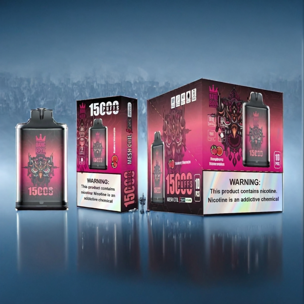Suomi tukku Bang Box 15000 Puffs Vape Vadelma-Arbuusi 23ml 5% Nikotiinia 650mAh Type-C 10 pcs/box