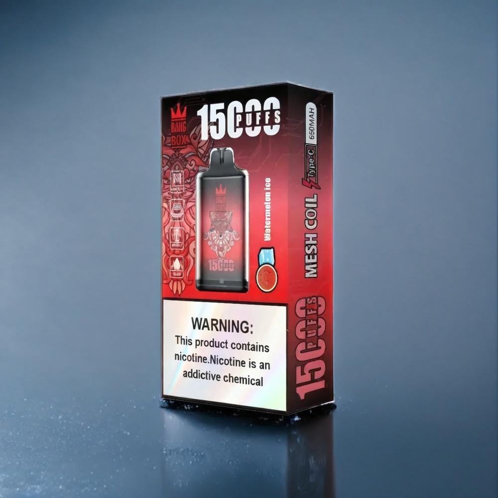 Suomi tukku Bang Box 15000 Puffs Vape Vesimeloni Jää 23ml 5% Nikotiini 650mAh TYPE-C 1 laatikko 10 kpl