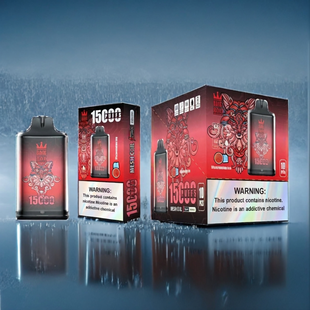 Suomi tukku Bang Box 15000 Puffs Vape Vesimeloni Jää 23ml 5% Nikotiini 650mAh TYPE-C 1 laatikko 10 kpl