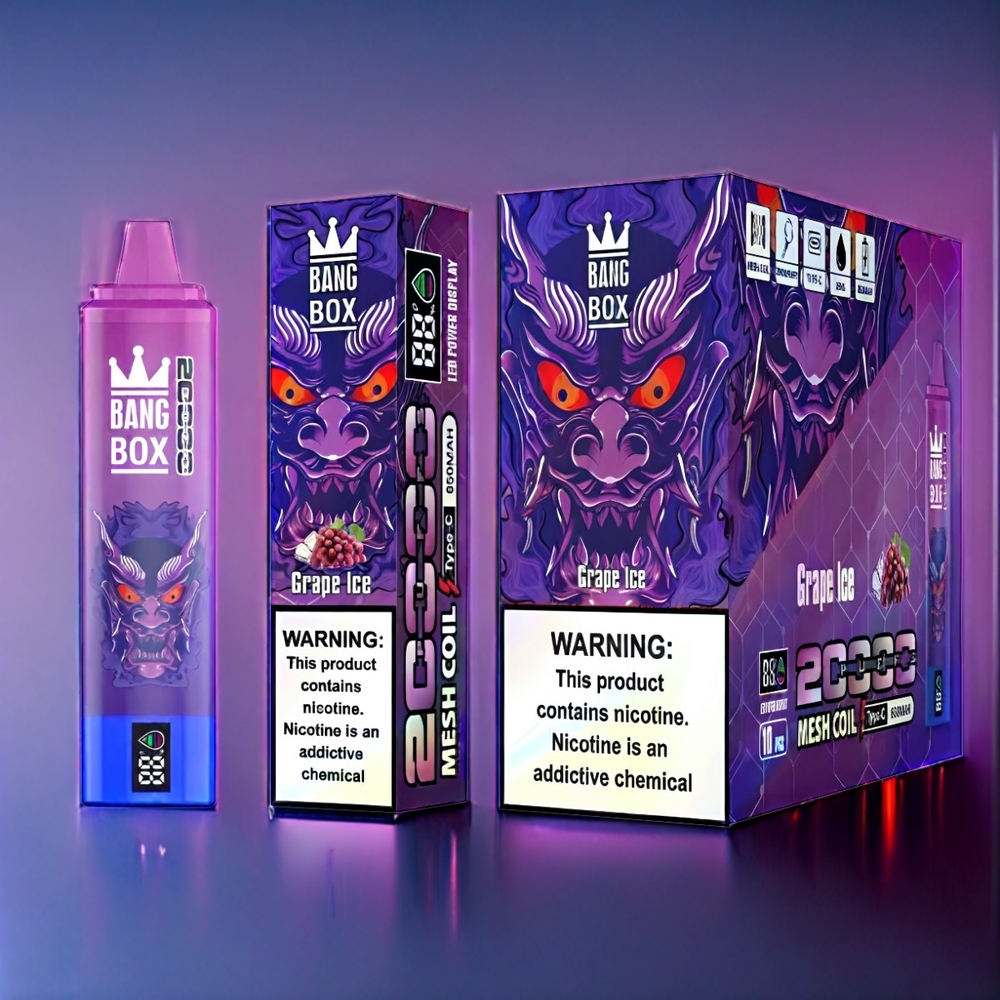 Suomi Tukku Bang Box 20000 Puffs 35ml 850mAh Mesh Coil Vape Viinijää (Grape Ice)