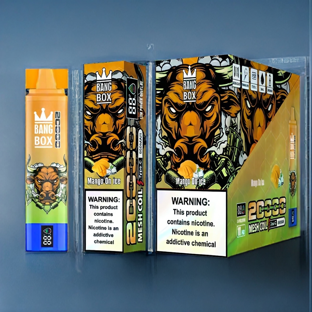 Suomi tukku Bang Box 20000 Puffs 35ml 850mah Mango On Ice 0%-5% Nikotiinia Mesh Coil Smart Screen