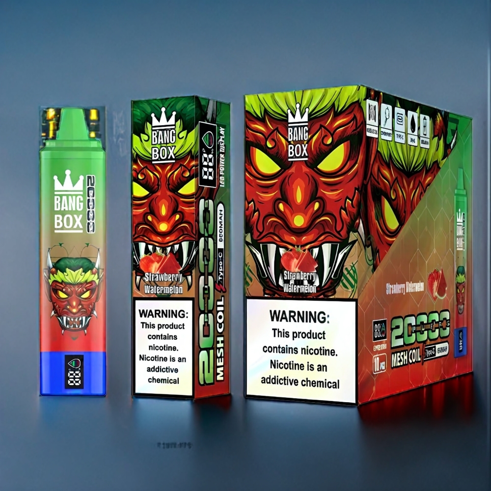 Suomi tukku Bang Box 20000 Puffs 35ml Mansikka-Vesimeloni 0%-5% Nikotiini 850mAh Ladattava Öljy/Teho Näyttö
