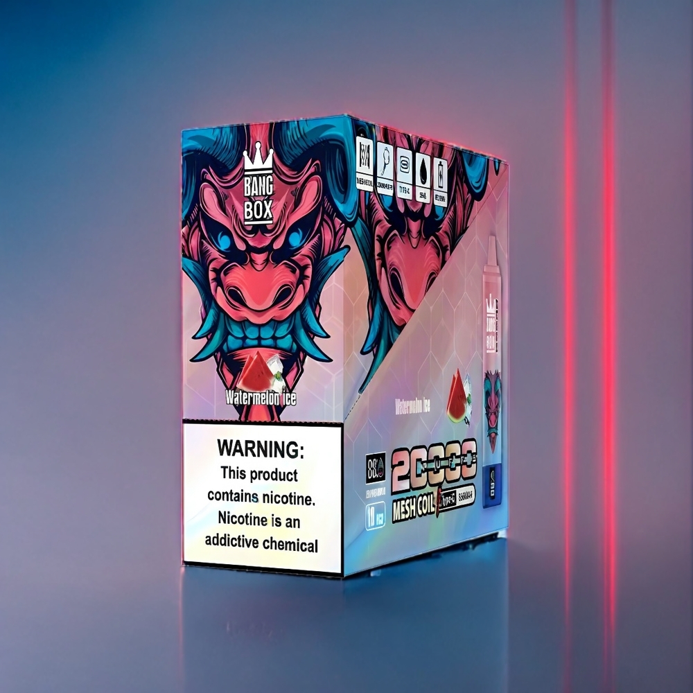 Suomi tukku Bang Box 20000 Puffs 35ml Vesimeloni Jää 0-5% Nikotiinia 850mAh Älyikkään näytön Mesh Käämitys