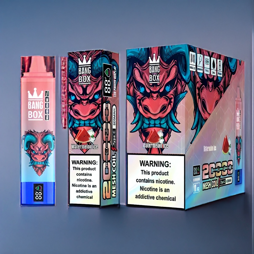 Suomi tukku Bang Box 20000 Puffs 35ml Vesimeloni Jää 0-5% Nikotiinia 850mAh Älyikkään näytön Mesh Käämitys