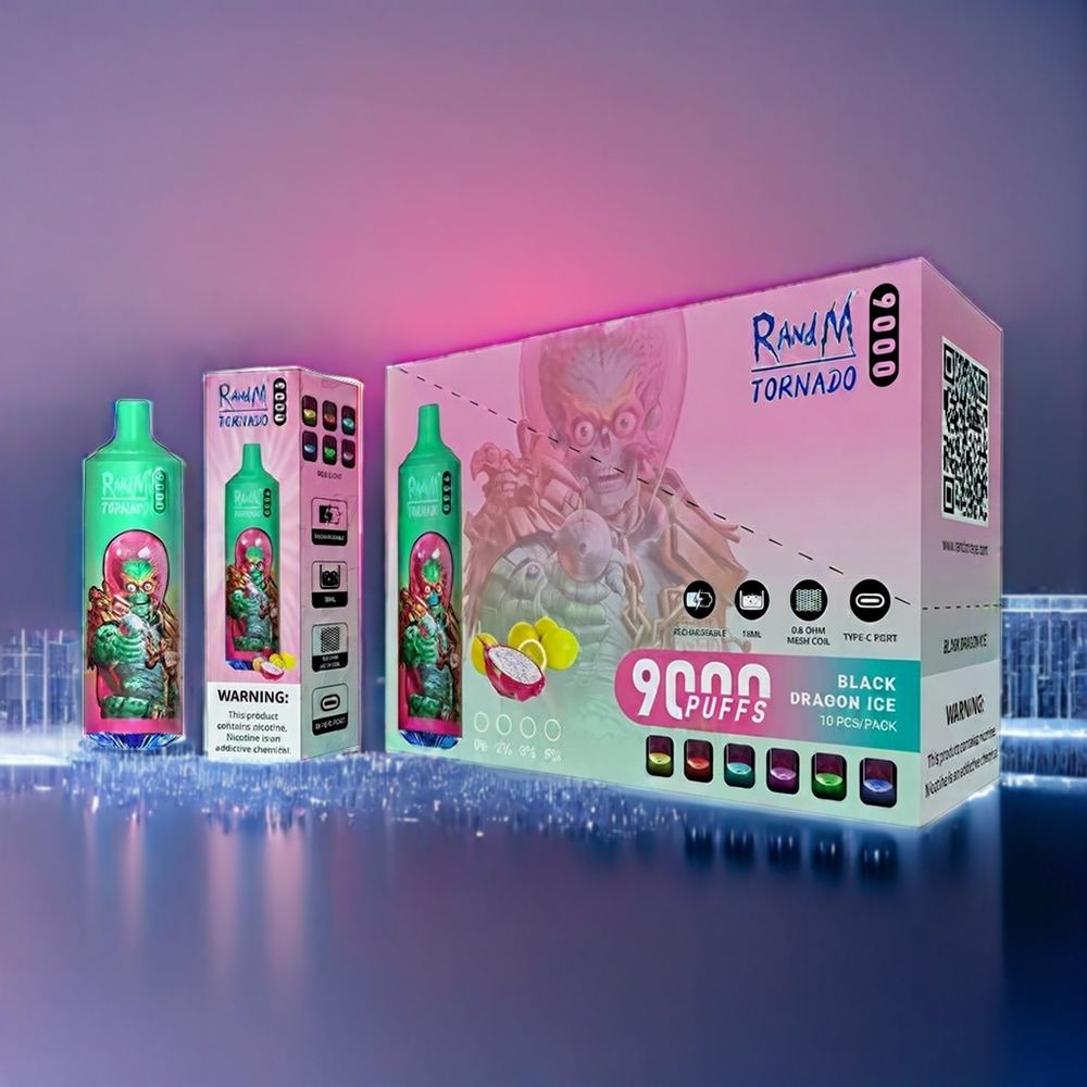 Suomi tukku RandM Tornado 9000 Puffs 18 mL Mesh Coil 850 mAh Rechargeable Blue Razz Kush