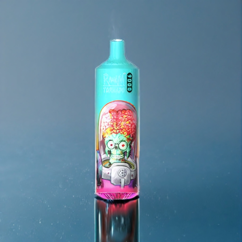 Suomi tukku RandM Tornado 9000 Puffs 18 mL Mesh Coil RGB Display Vape Sininen Hapan Vadelma