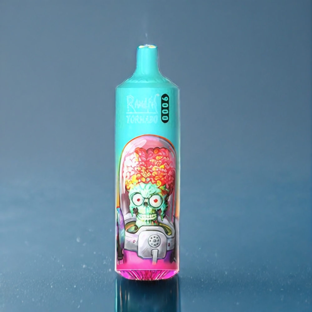 Suomi tukku RandM Tornado 9000 Puffs 18 mL Mesh Coil RGB Display Vape Sininen Hapan Vadelma