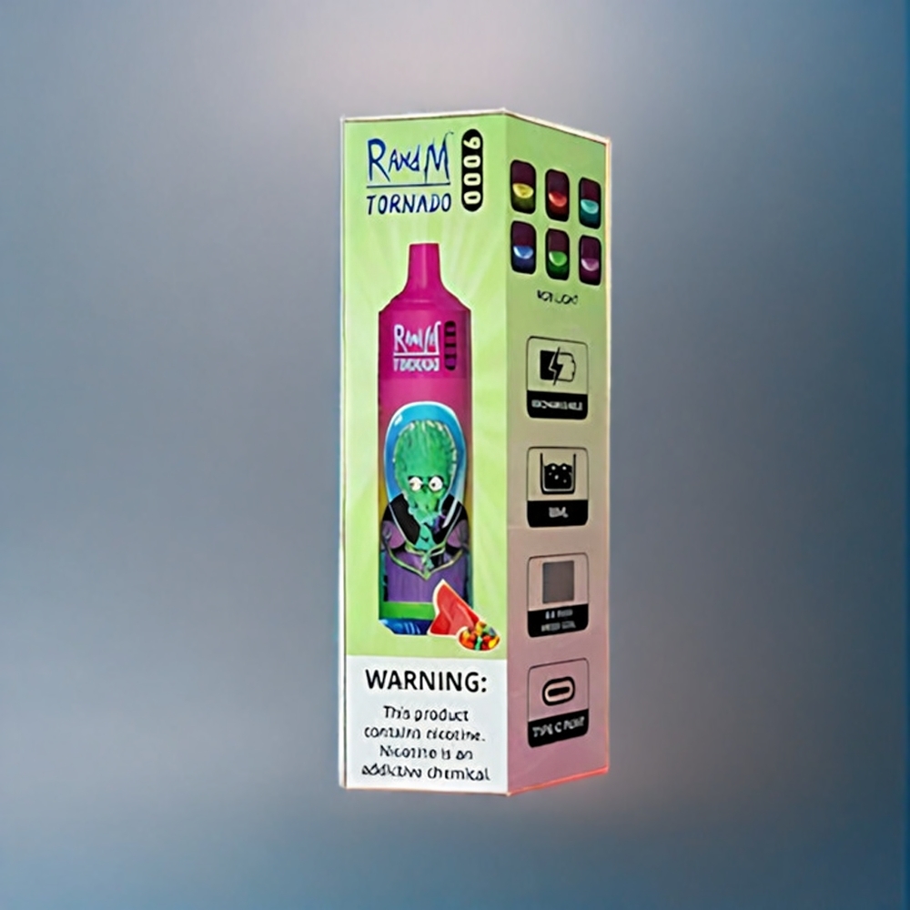 Suomi tukku RandM Tornado 9000 Puffs 18 mL Mesh Coil RGB Display Vesimelonipurukumu