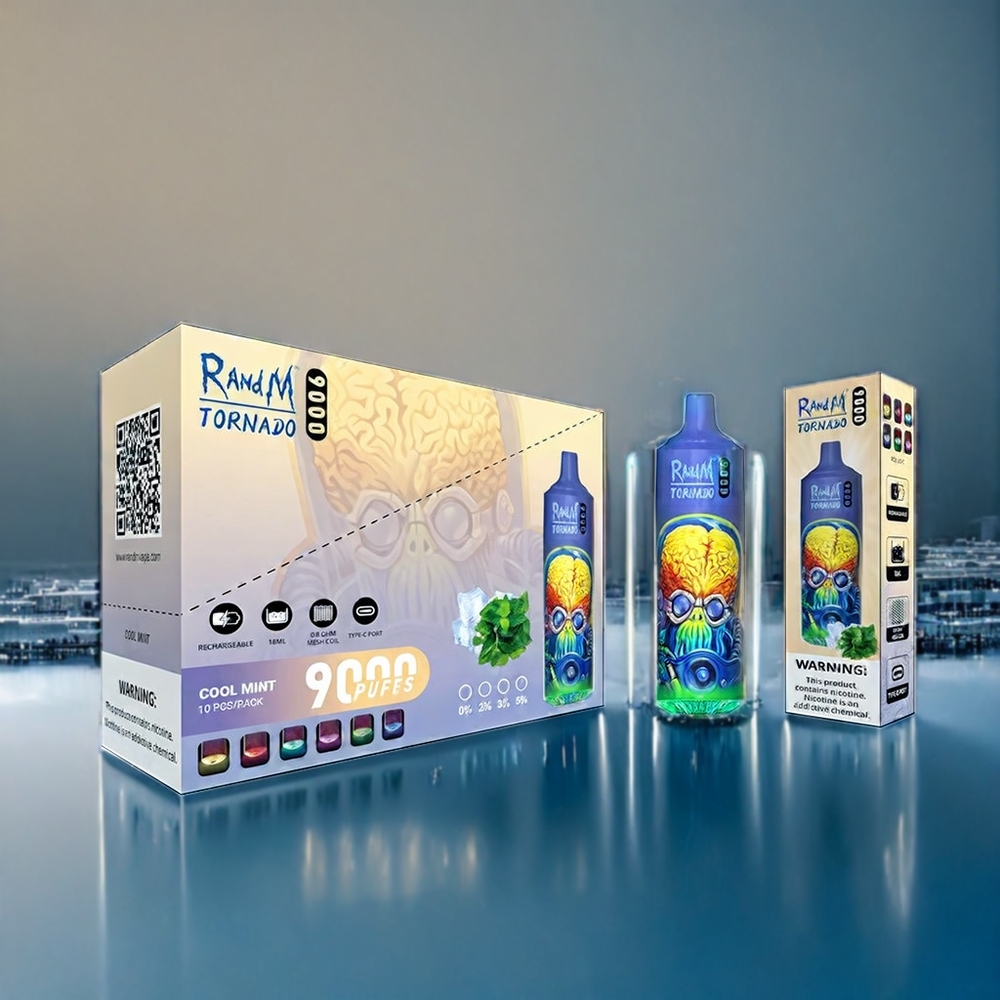 Suomi tukku RandM Tornado 9000 Puffs 18 mL Vape Mesh Coil Cool Mint