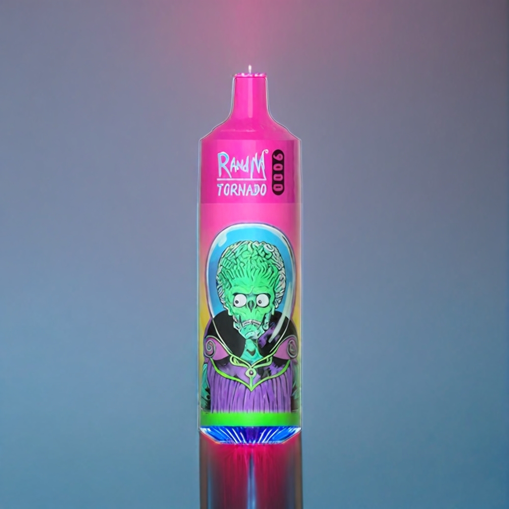 Suomi tukku RandM Tornado 9000 Puffs 18 mL Vesimeloni Bubble Gum Mesh Coil 850 mAh RGB Näyttö