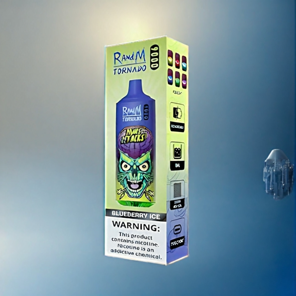 Suomi tukku RandM Tornado 9000 Puffs 850 mAh 18 mL Mesh Coil RGB Display Mustikka jää