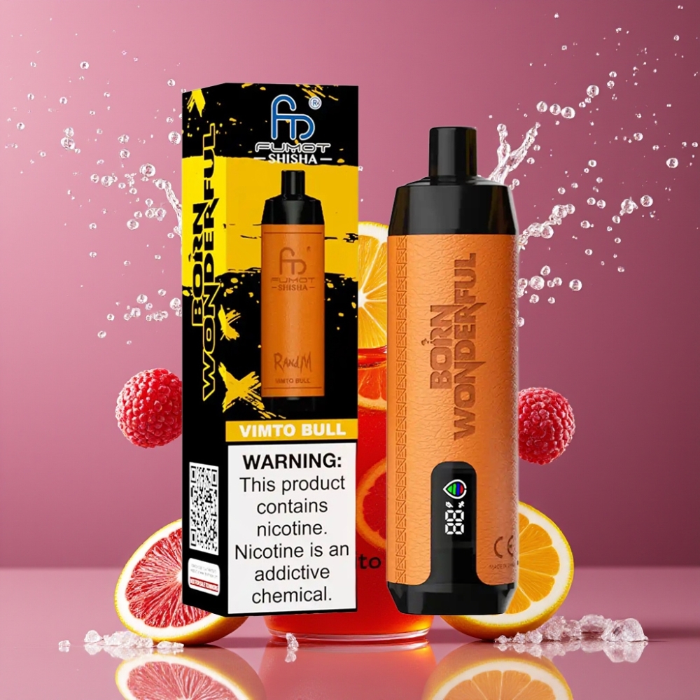 RandM Fumot Shisha Suomi Tukku 10000 Puffs 18ml 0.5% Nikotiinia Disposable Vape Vimto Härkä