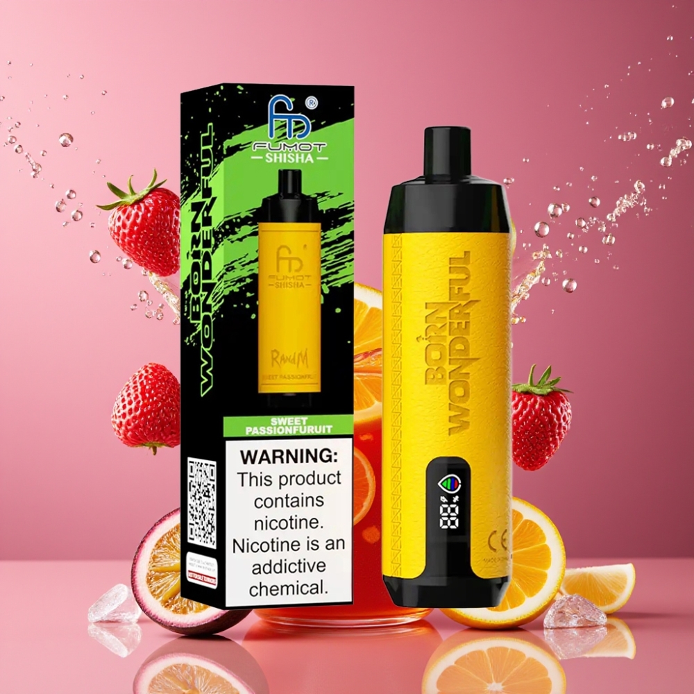 Suomi tukku RandM Fumot Shisha 10000 Puffs Disposable Vape 18ml Makean Passiohedelmän Maku LED-Indikaattori Type-C Portti